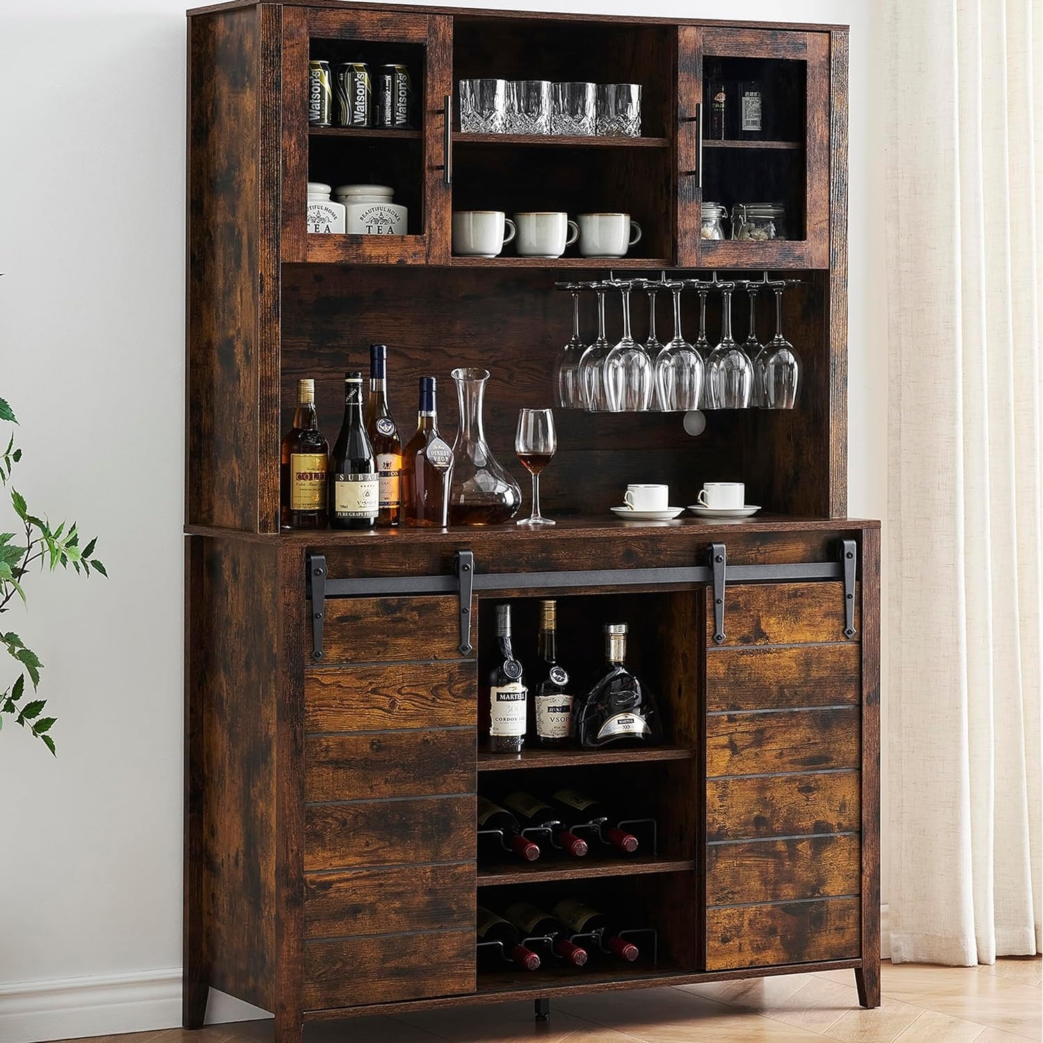 Farmhouse wine rack cabinet sale