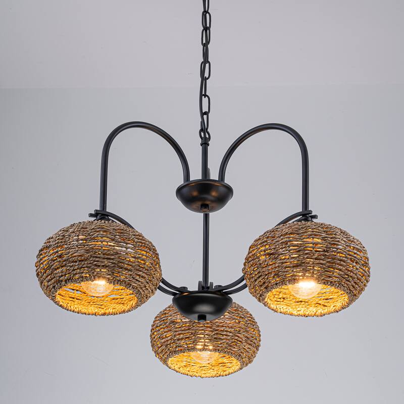 Vesper 3-light Modern Farmhouse Rustic Chandelier - 16 in. Tall/22 in. Wide