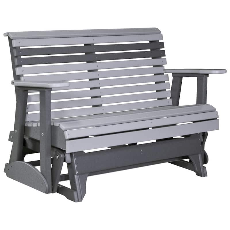 Poly Lumber Plain Rollback Patio Glider - 4' - Dove Gray & Slate