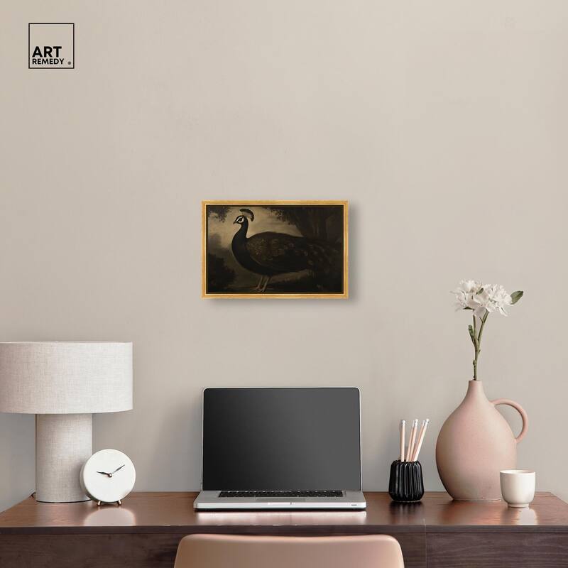 Peacock in Monotone Canvas by Art Remedy