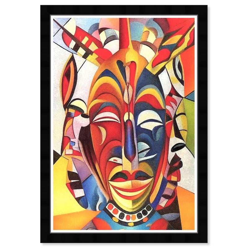 Wynwood Studio Prints World and Countries Mask in Colors Red and Traditional Wall Art Canvas Print