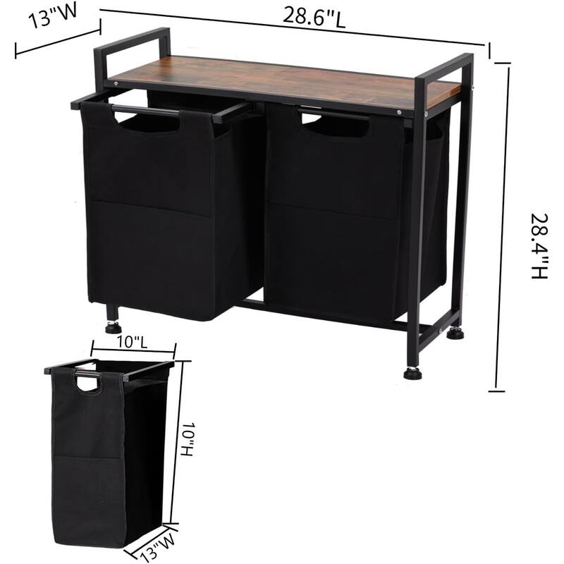 Laundry Hamper with 2 Pull-Out and Removable Bags
