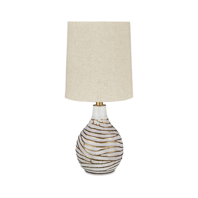 Aleela Contemporary White/Gold Textured Metal Lamp - 21.5" H