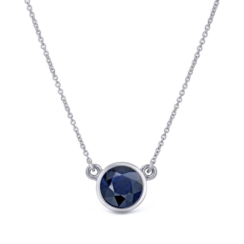 Auriya 14k Gold Solitaire Blue Sapphire Necklace – 0.25 Carat Round Bezel-Set Pendant with Adjustable Chain