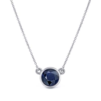 Auriya 14k Gold Solitaire Blue Sapphire Necklace – 0.25 Carat Round Bezel-Set Pendant with Adjustable Chain