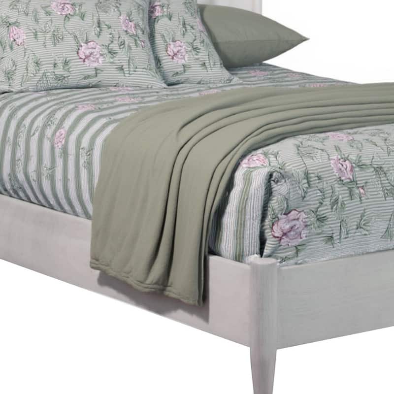 HomeRoots Gray Solid Wood Queen Bed Frame
