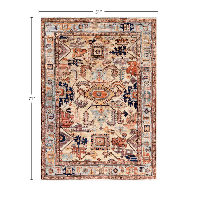 Serapi One-of-a-Kind Hand-Knotted Area Rug - Ivory - 4' 3" x 5' 11"