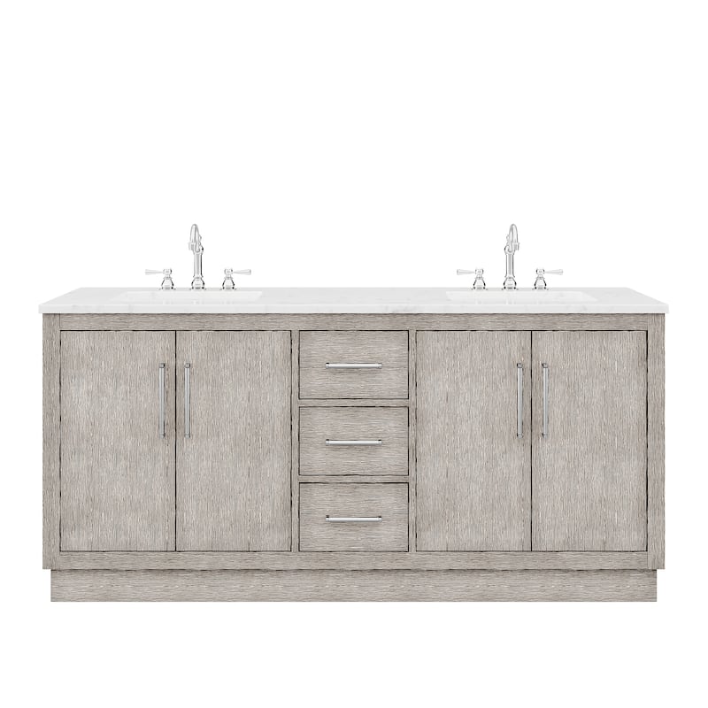 Hugo Carrara White Marble Countertop Vanity in Grey Oak