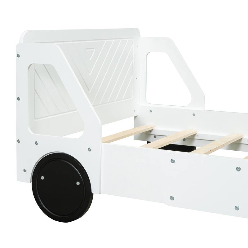 Twin Size Car-Shaped Platform Bed with Wheels