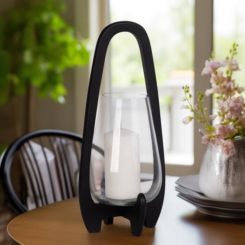 Sagebrook Home Modern Crafted Glass and Wood Lantern