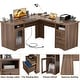 preview thumbnail 69 of 70, Modern Farmhouse L-Shape Desk with File Cabinet and Drawers, Homer Office Executive Desk with Charge Station