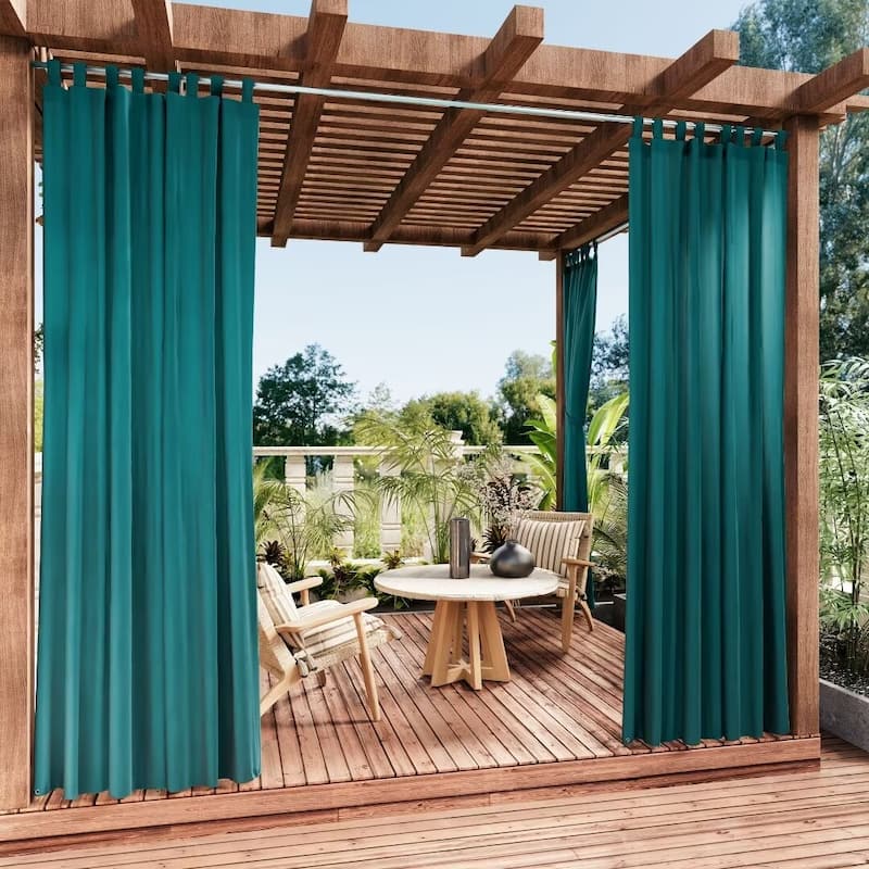 Outdoor Cabana Solid UV Protected Privacy Tab Top Panel - 52"Wx96"L - Peacock