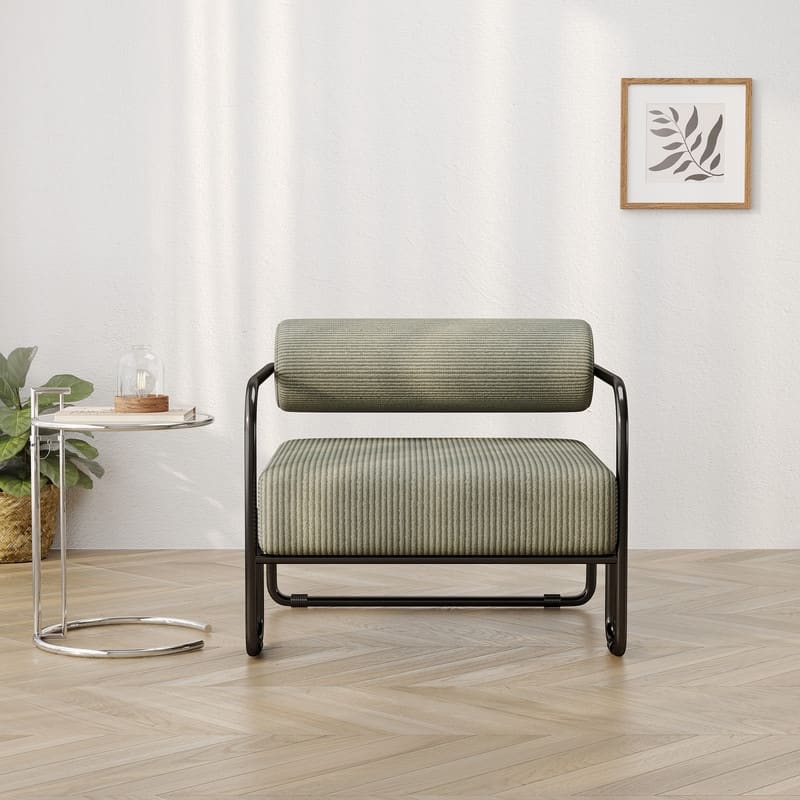 Modern Designed Corduroy Fabric Accent Chair with Thick Cushion