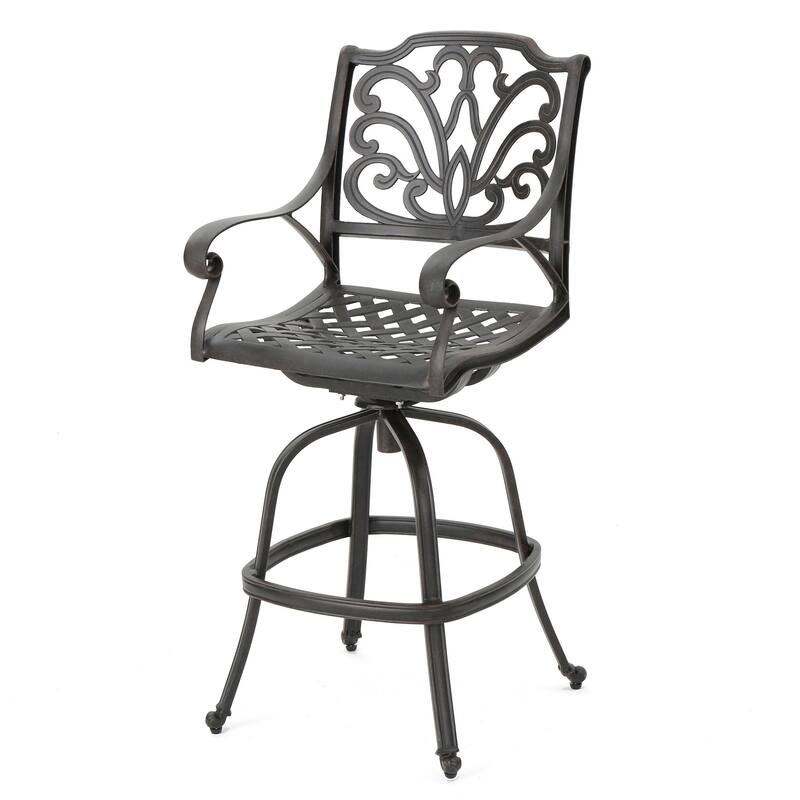 Jayden Outdoor Cast Aluminum Swivel Bar Stool (Set of 2) by Christopher