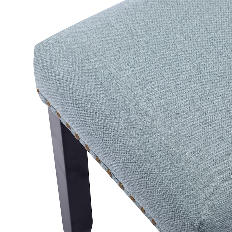 Modern 44" L Nailhead Trim Upholstered Bench with Wood Legs