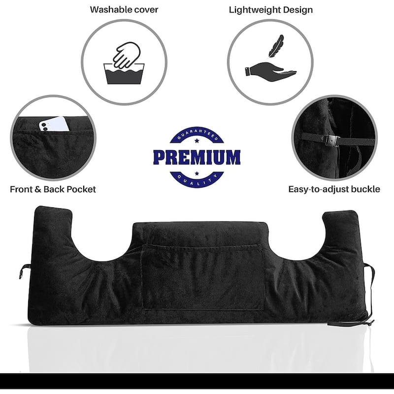 Cheer Collection Post Mastectomy Pillow with Front and Back Pockets - Black