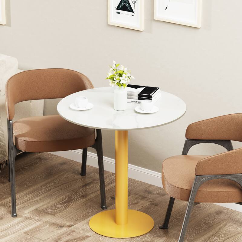 Round White Slate Top Heavy Duty Dining Bar Table