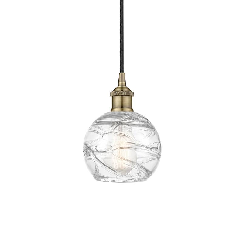 Innovations Lighting 616-1P-9-6 Athens Pendant Athens 6" Wide Mini - Antique Brass / Clear Deco Swirl