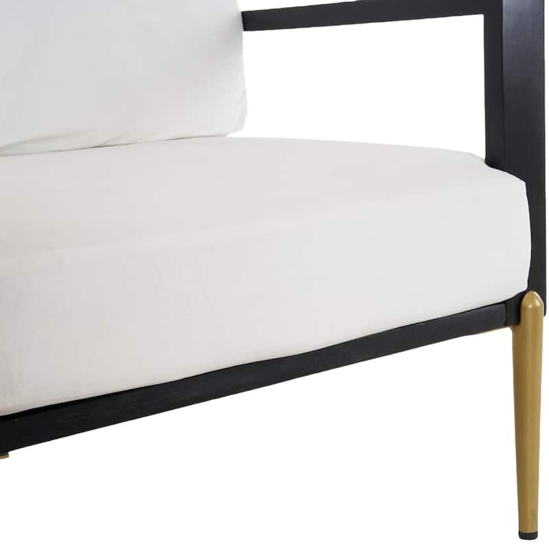 Velvet Upholstered Accent Armchair with Gold Metal Legs, Rubberwood Frame, and Adjustable Pillow Back