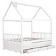 preview thumbnail 3 of 5, White Wooden House Bed with Trundle, 3 Storage Drawers, and Pull-Out Trundle