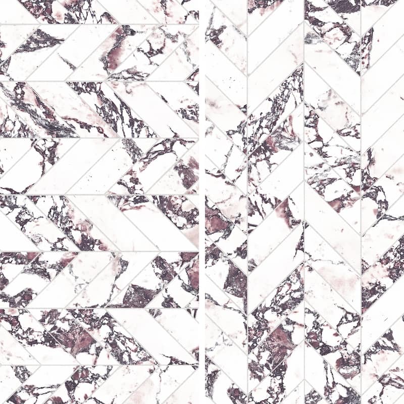 Merola Tile Touche Chevron Rubis 11-3/4" x 12-1/4" Porcelain Mosaic Floor and Wall Tile - (1 Tile)