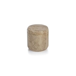Scotia Travertine Marble Lidded Canister - Beige