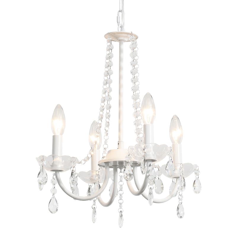 4-Light Candle Style Chandelier with Crystal Accents for Living Room Bedroom
