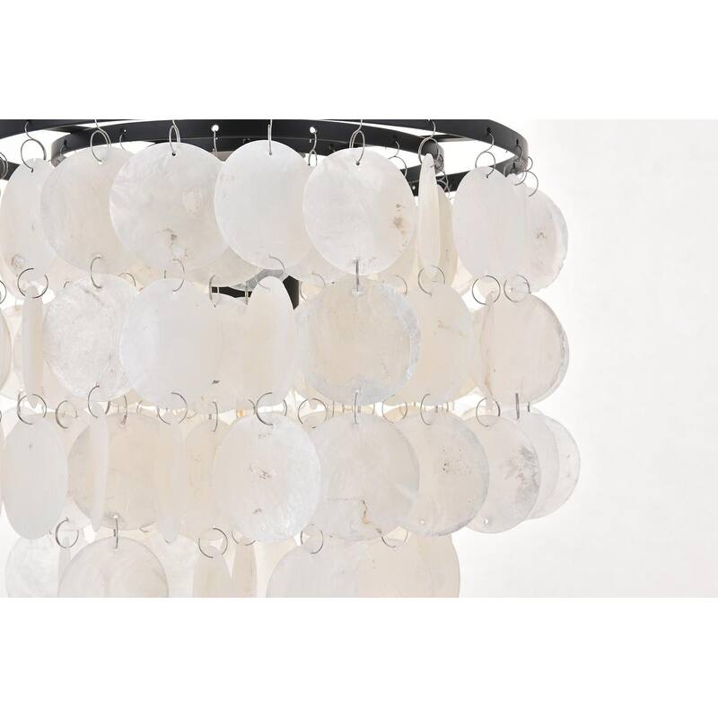 Selene Shell/ Brass 1-light Pendant - Black and White