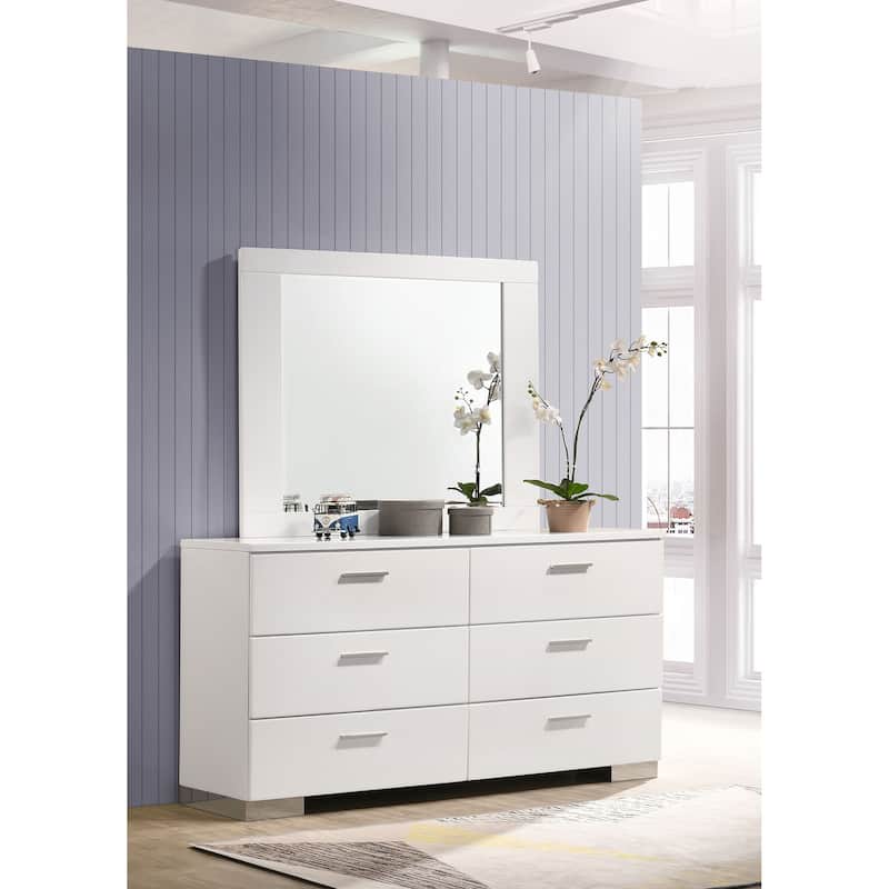 Felicity 6-drawer Wood Dresser White High Gloss