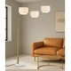preview thumbnail 6 of 15, Broadway 3-light 4-way Switch Arch Floor Lamp Antique Brass/White Shade