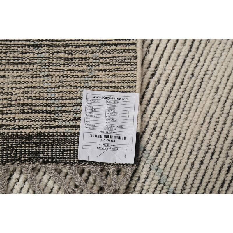 All-Over Trellis Moroccan Modern Area Rug Hand-Knotted Wool Carpet - 6'11"x 10'10"
