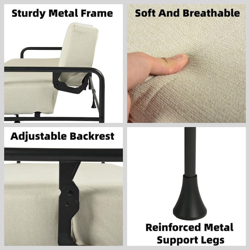 Homy Casa Modern Convertible Sofa Bed, Metal Frame Futon Couch Living