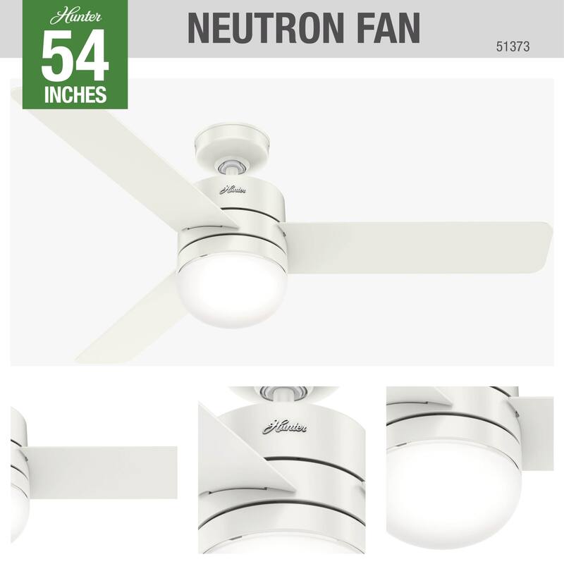Hunter 54" WiFi Neutron Smart Ceiling Fan with LED Light Kit, Handheld Remote