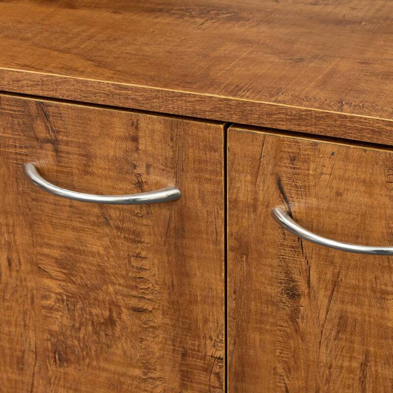 Tall Wardrobe & Kitchen Cabinet with Open Shelves and Drawer, Rustic Clothes Locker 6-Doors Armoires for Bedroom