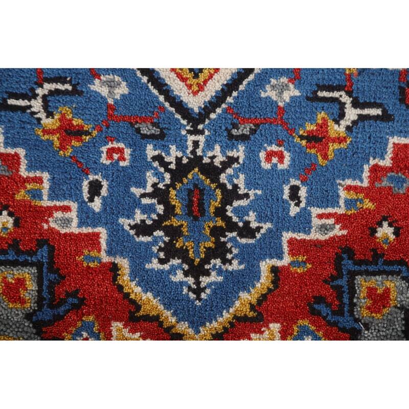 Blue Geometric Kazak Indian Rug Handmade Wool Carpet - 2'0"x 3'0"