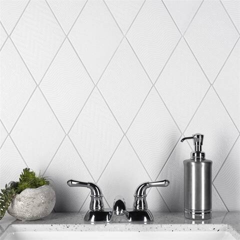 Merola Tile Rhombus White 5.5" x 9.5" Porcelain Floor and Wall Tile