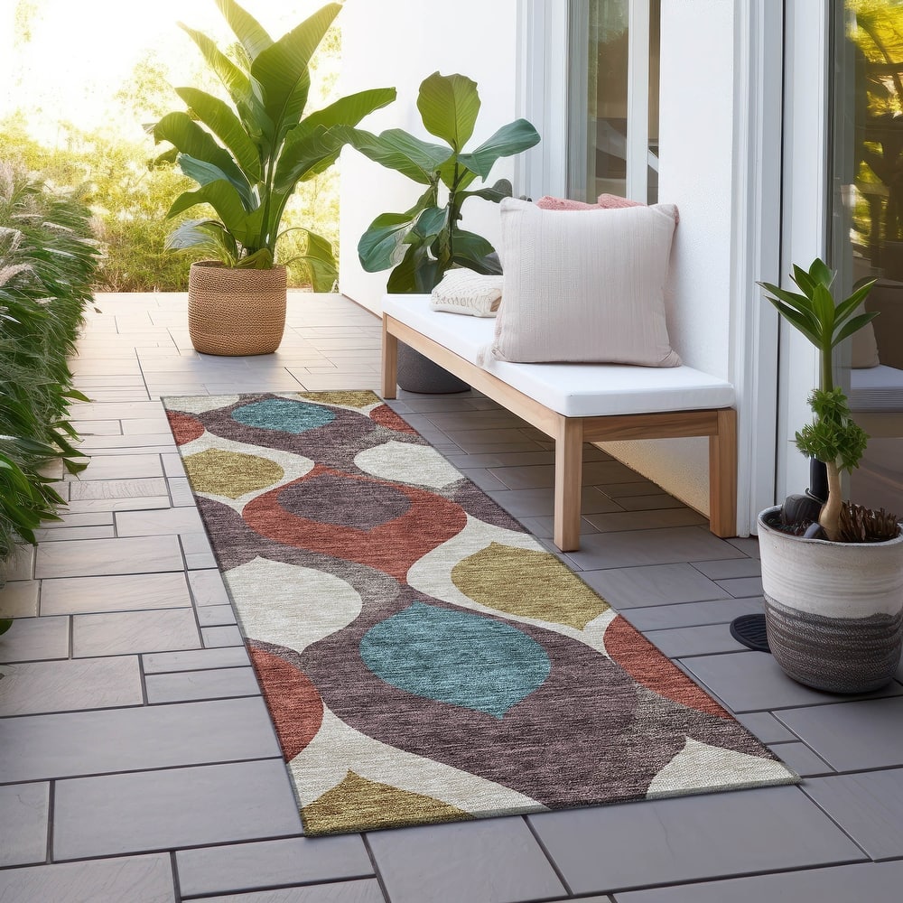 Machine Washable Indoor/ Outdoor Chantille Contemporary Geo Rug
