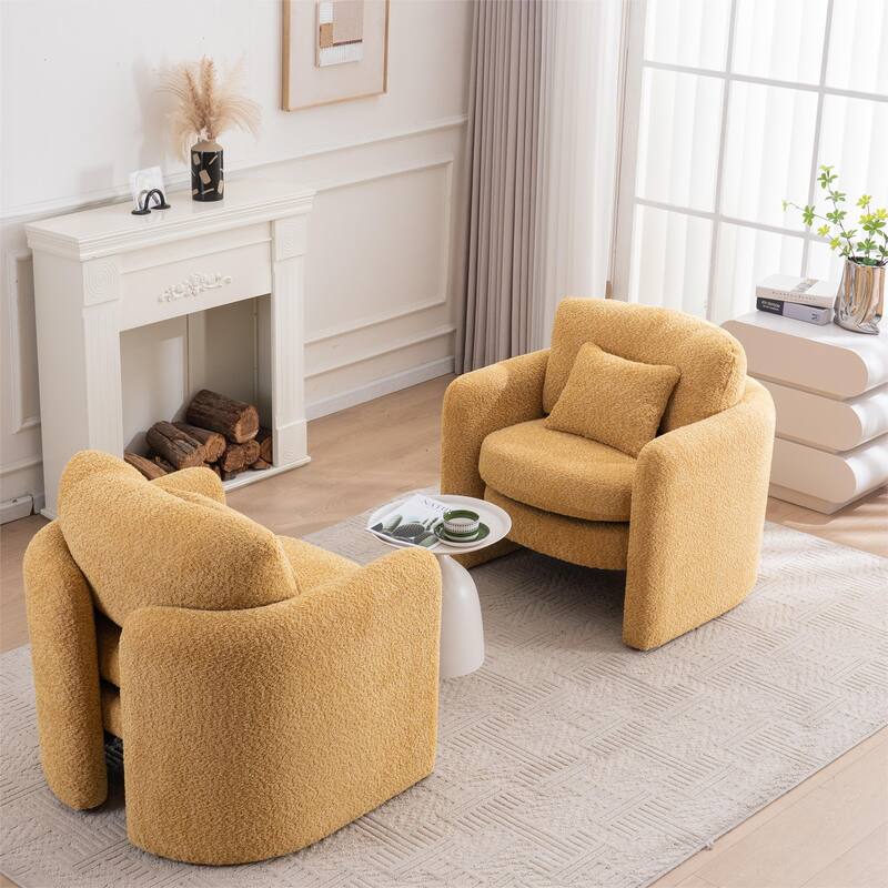 Rounded Corner Accent Chair Lounge Chair, Single Sofa Chair Armchair for Living Room