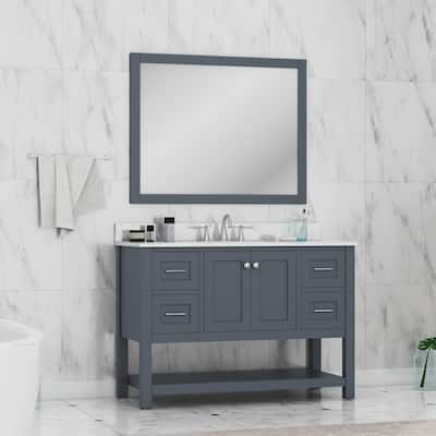 Alya Bath Wilmington 48 Bathroom Vanity Gray with Marble Top