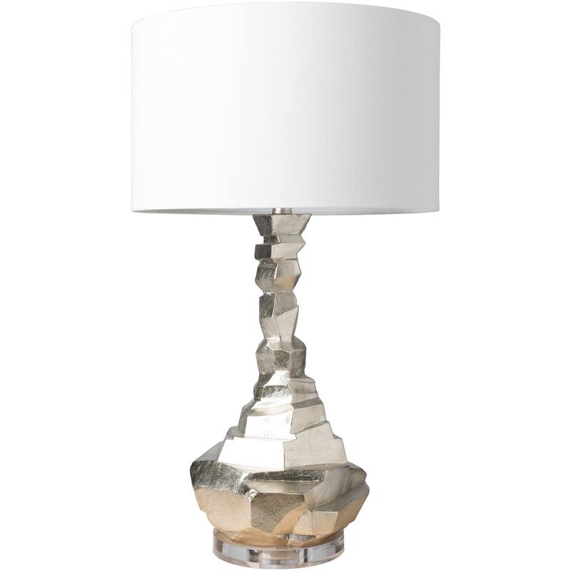Zevgari Table Lamp with Silver Base and White Shade