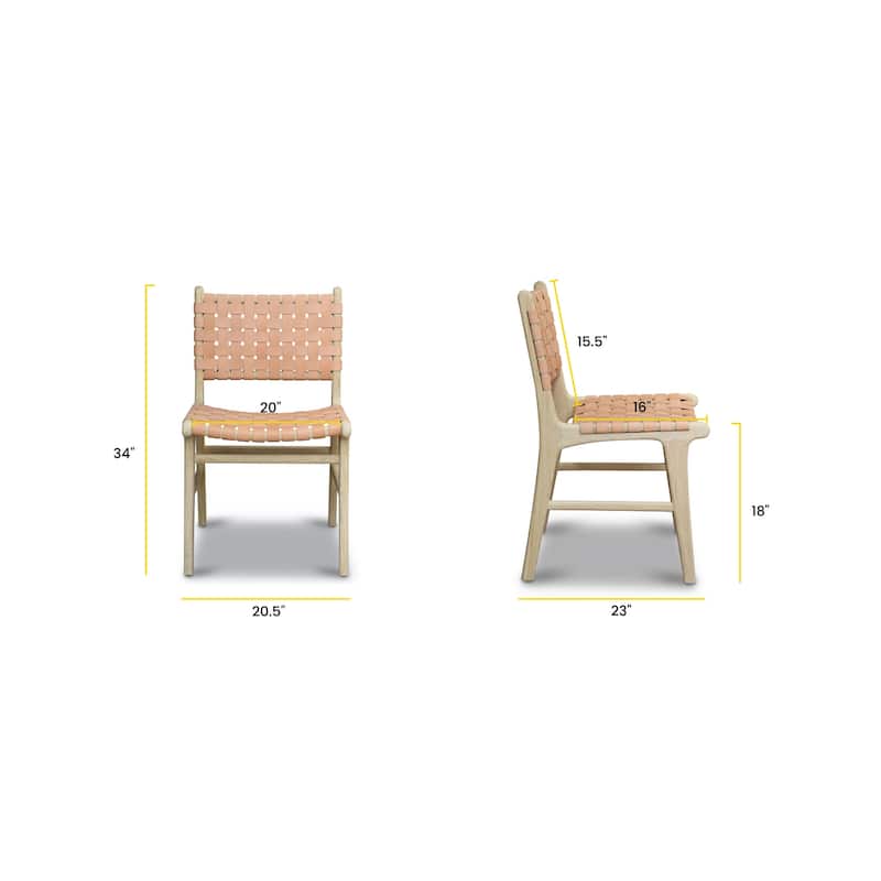 Poly and Bark Banda Teak & Leather Dining Chair - Solid Teak Wood Frame