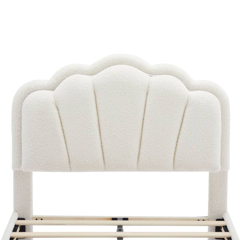 Upholstered bed with LED lights