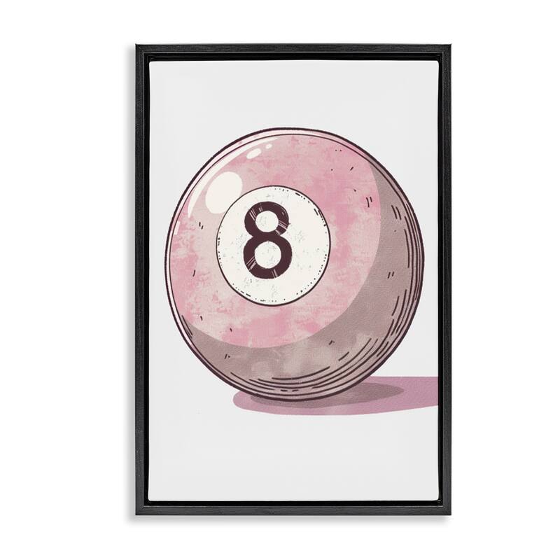 Stupell Pastel Eight Ball Framed Floater Canvas Wall Art Design By LSR Design Studio - 17 x 25 - Black