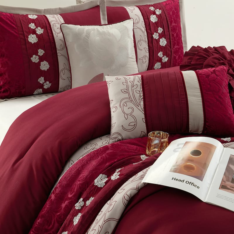 Nanshing Stella Wine 7-piece Bedding Comforter Set