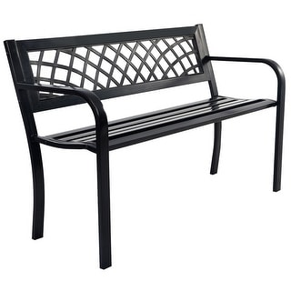 Patio Park Garden Bench Outdoor Deck Steel Frame - 45 3/5