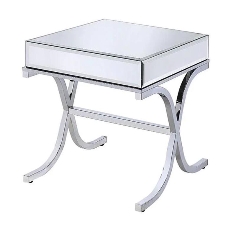 20.5 in. Silver Rectangle Metal End Table, Sturdy Build End Side Table for Living Rooms