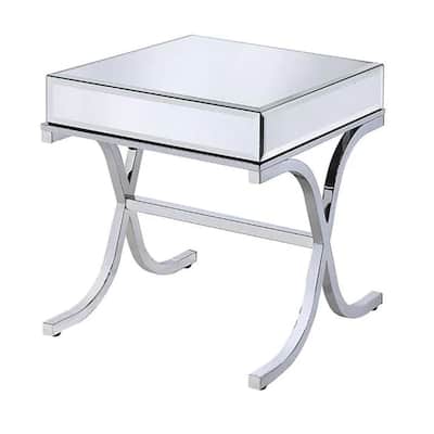 20.5 in. Silver Rectangle Metal End Table, Sturdy Build End Side Table for Living Rooms