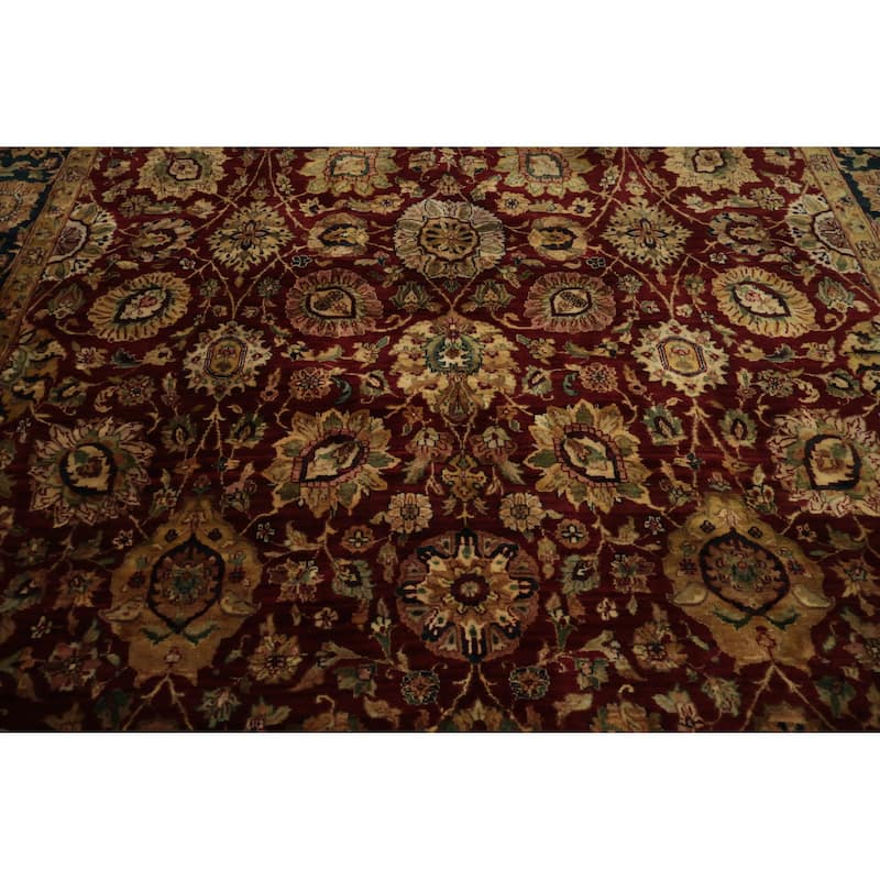 Hand Knotted Oriental 100% Wool Carpet Traditional All-Over Red Agra Area Rug - 10' 0'' X 8' 0''