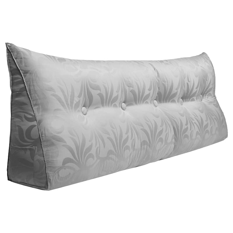 WOWMAX Bed Rest Wedge Reading Pillow Headboard Back Support Cushion - Queen - Silver