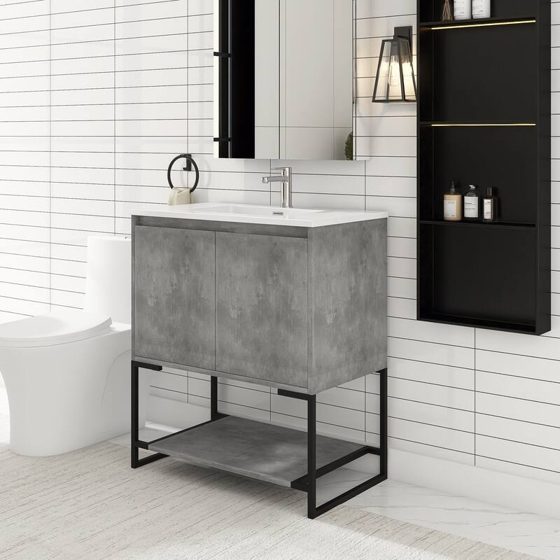30-inch Freestanding Bath Vanity with Cultured Mable Top